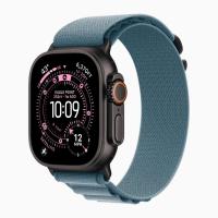 Apple Watch Ultra 3 49mm Black Titanium Case, Alpine Loop (Light Blue)