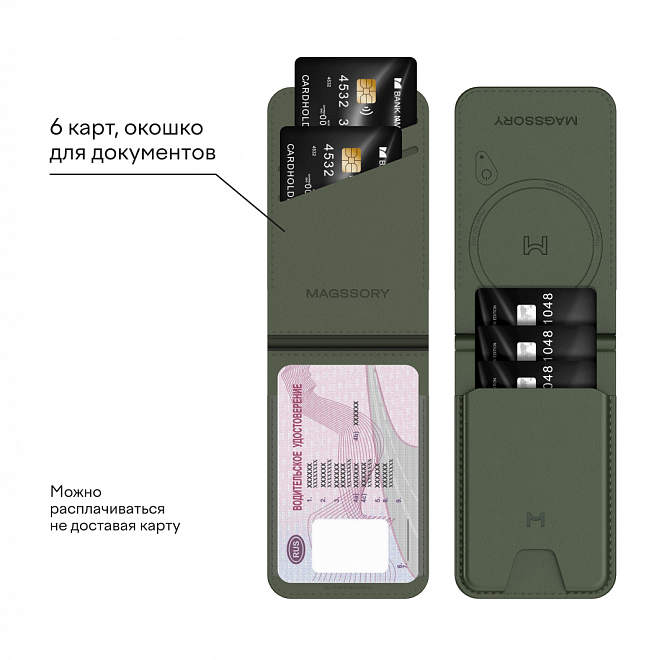 Кошелек-кардхолдер Magssory Geotag Magnetic Khaki