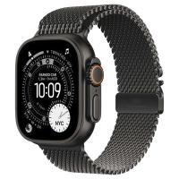 Apple Watch Ultra 3 49mm Black Titanium Case, Milanese Loop (Black Titanium) L