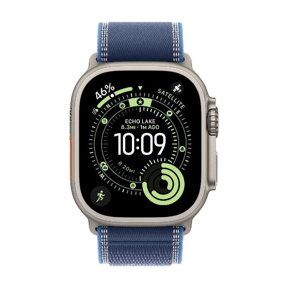 Apple Watch Ultra 3 49mm Natural Titanium Case, Trail Loop (Blue/Bright Blue)