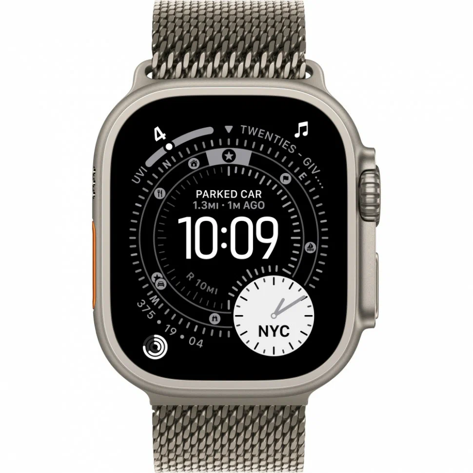 Apple Watch Ultra 3 49mm Natural Titanium Case, Milanese Loop (Natural Titanium) S