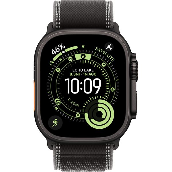 Apple Watch Ultra 3, 49mm, Black Titanium, Trail Loop Black/Charcoal