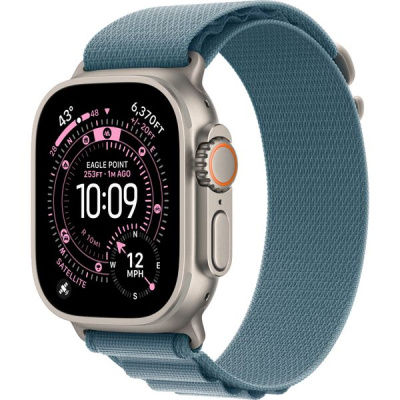 Apple Watch Ultra 3, 49mm, Natural Titanium, Alpine Loop Light Blue