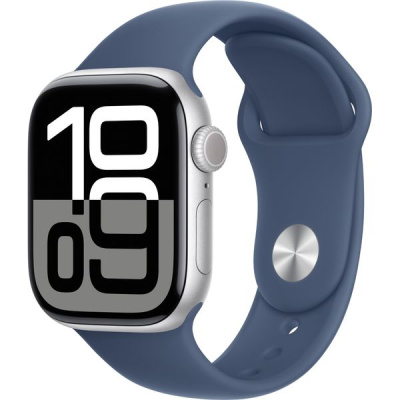 Apple Watch Series 10 GPS 46mm Silver Aluminum S/M/L Denim Sport Band