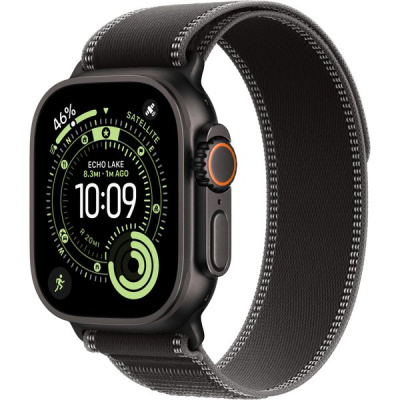 Apple Watch Ultra 3, 49mm, Black Titanium, Trail Loop Black/Charcoal