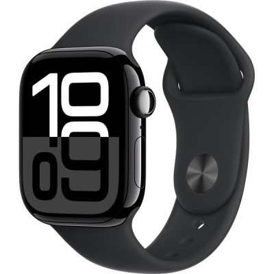 Apple Watch Series 10 GPS 46mm Jet Black Aluminum S/M/L Black Sport Band